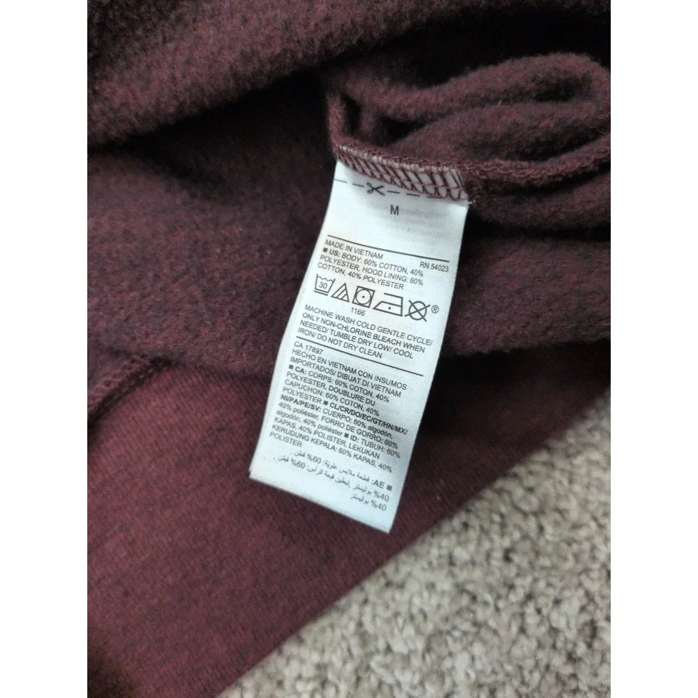 Old Navy Mens M Burgundy Heathered Full Zip Fleece Hoodie Pockets Maroon